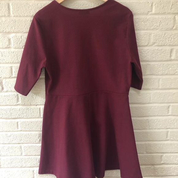 Topshop Burgundy Fit and Flare Dress - Picture 3 of 3